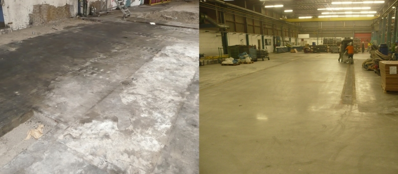 Betonvloer reinigen, betonvloer schonschuren, betonvloer reinigen en diamantgereedschap, zware vervuiling van betonvloer verwijderen